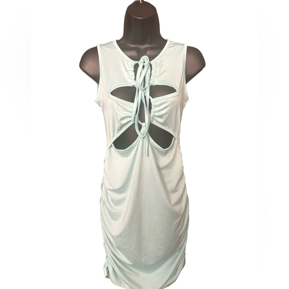Aqua Blue Sleeveless Mini Cutout Dress NWOT